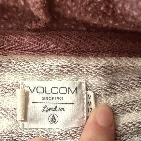 Volcom Maroon & Cream Striped Knit Hoodie - Picture 3 of 3